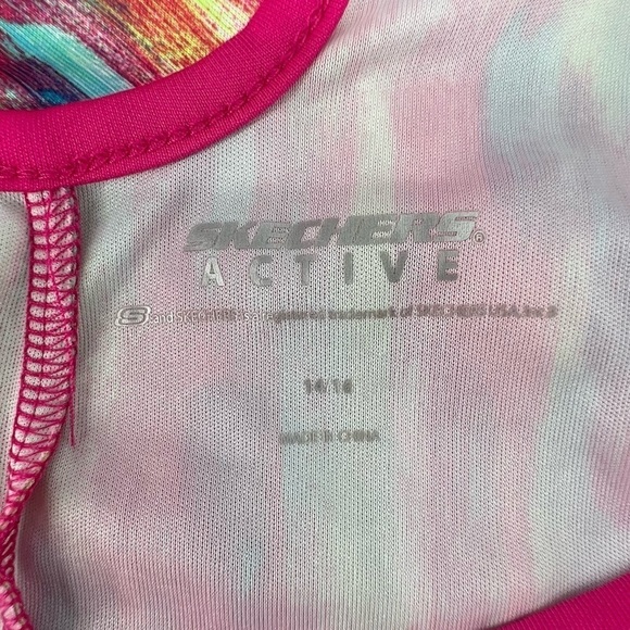 Skechers Active Pink Blue Geometric Tank Top Size 14/16 Girl’s - Picture 2 of 5